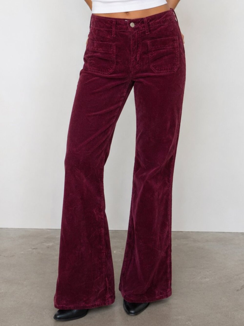 ANTHROPOLOGIE Pilcro Full Length Corduroy Bootcut Wide Leg Pants Maroon Sz 29P